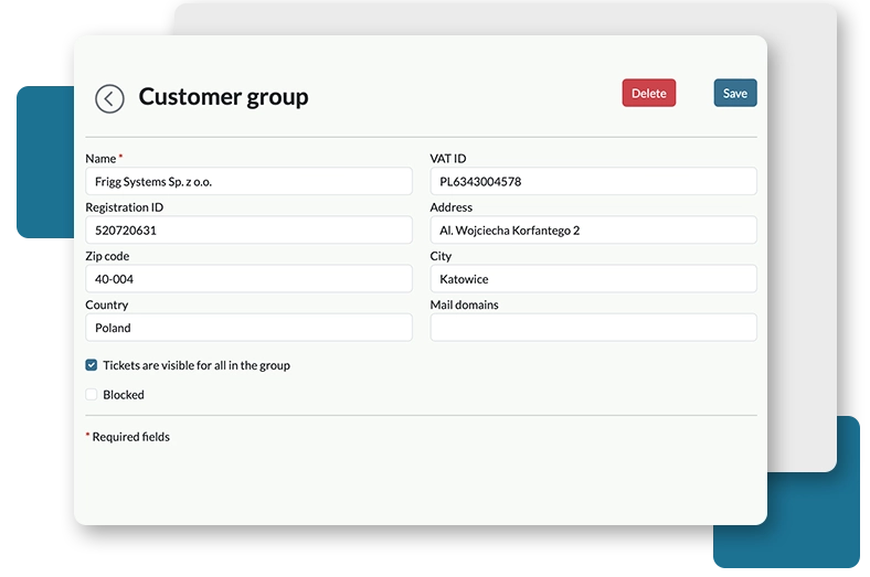 Customer groups - screenshot